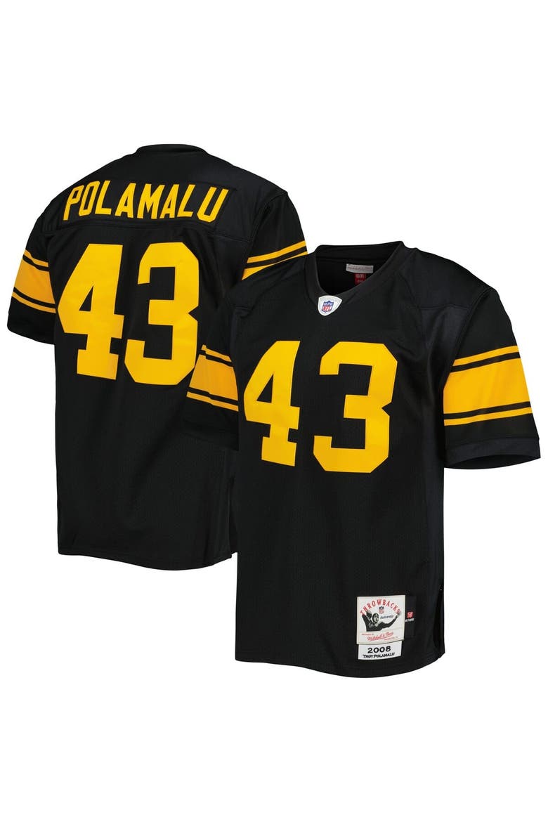 Men's Mitchell & Ness Troy Polamalu Black Pittsburgh Steelers 2008 Authentic Throwback Retired Player Jersey, Alternate, color, Black