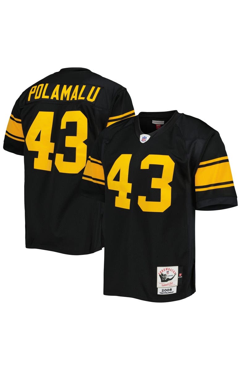 Mitchell & Ness Men's Mitchell & Ness Troy Polamalu Black Pittsburgh Steelers 2008 Authentic Throwback Retired Player Jersey, Alternate, color, 