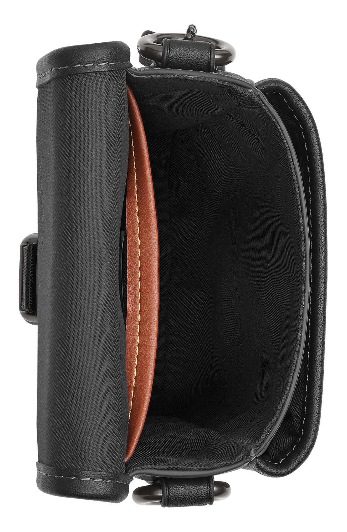 COACH League Leather Phone Crossbody Bag, Alternate, color, Black