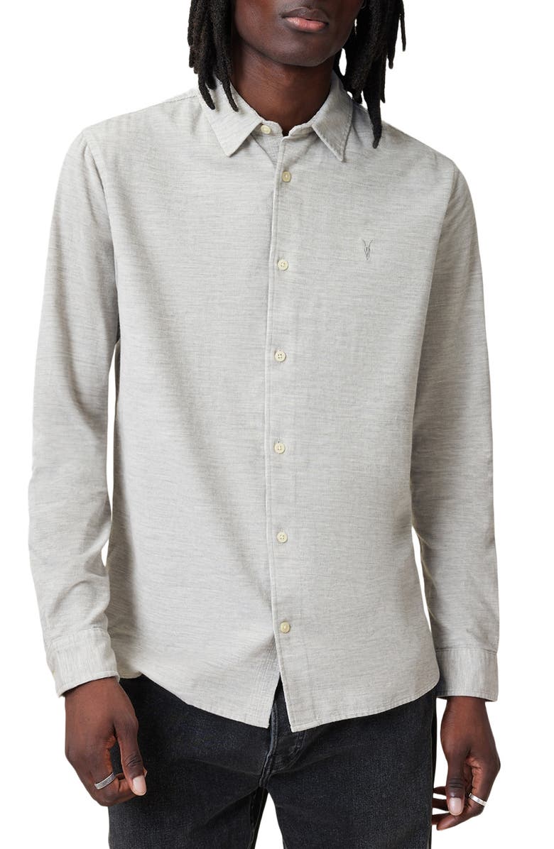 AllSaints Lorella Rib Cotton Button-Up Shirt, Main, color, 