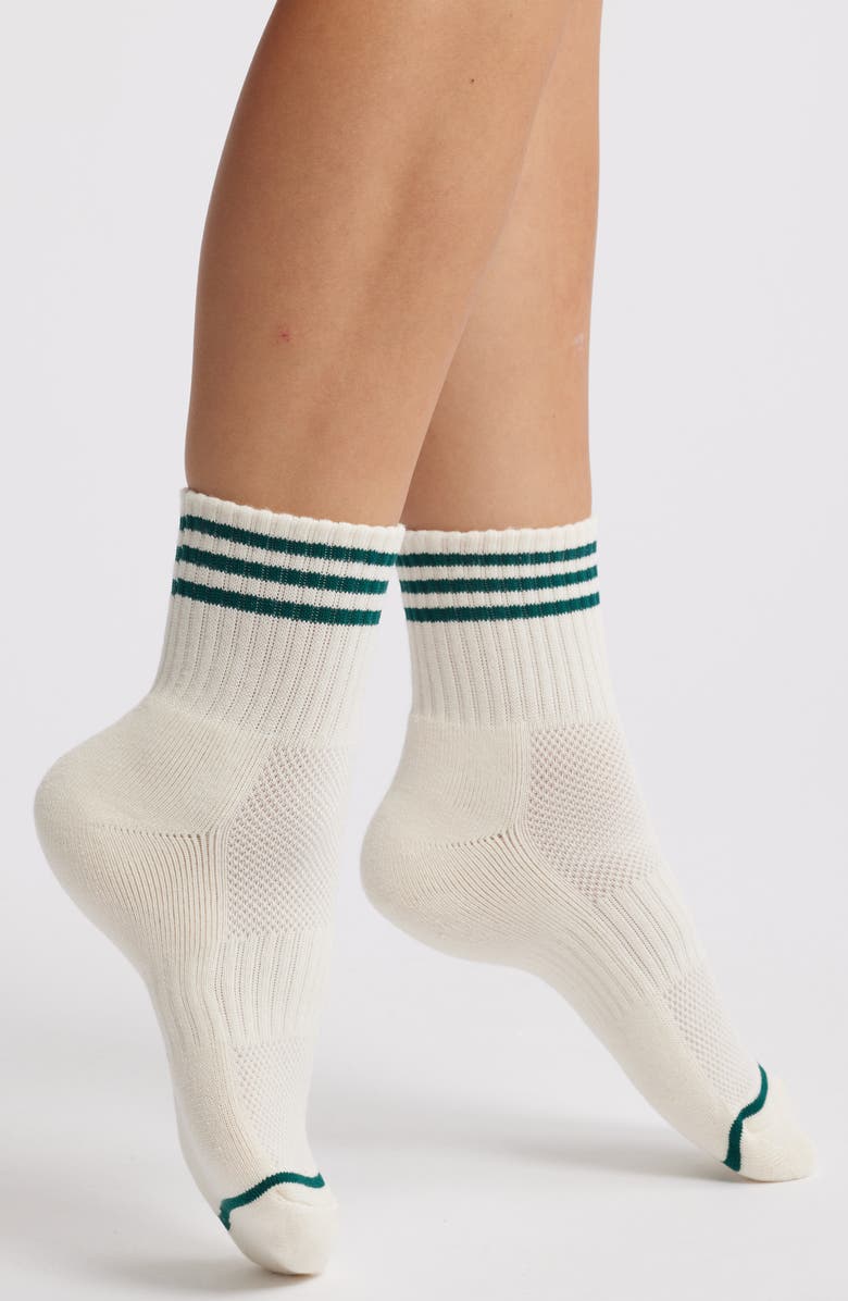 Le Bon Shoppe Girlfriend Stripe Cotton Blend Quarter Socks, Main, color, Egret