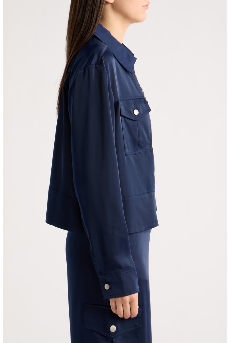 Satin Zip Up Jacket, Alternate, color, EVENING BLUE