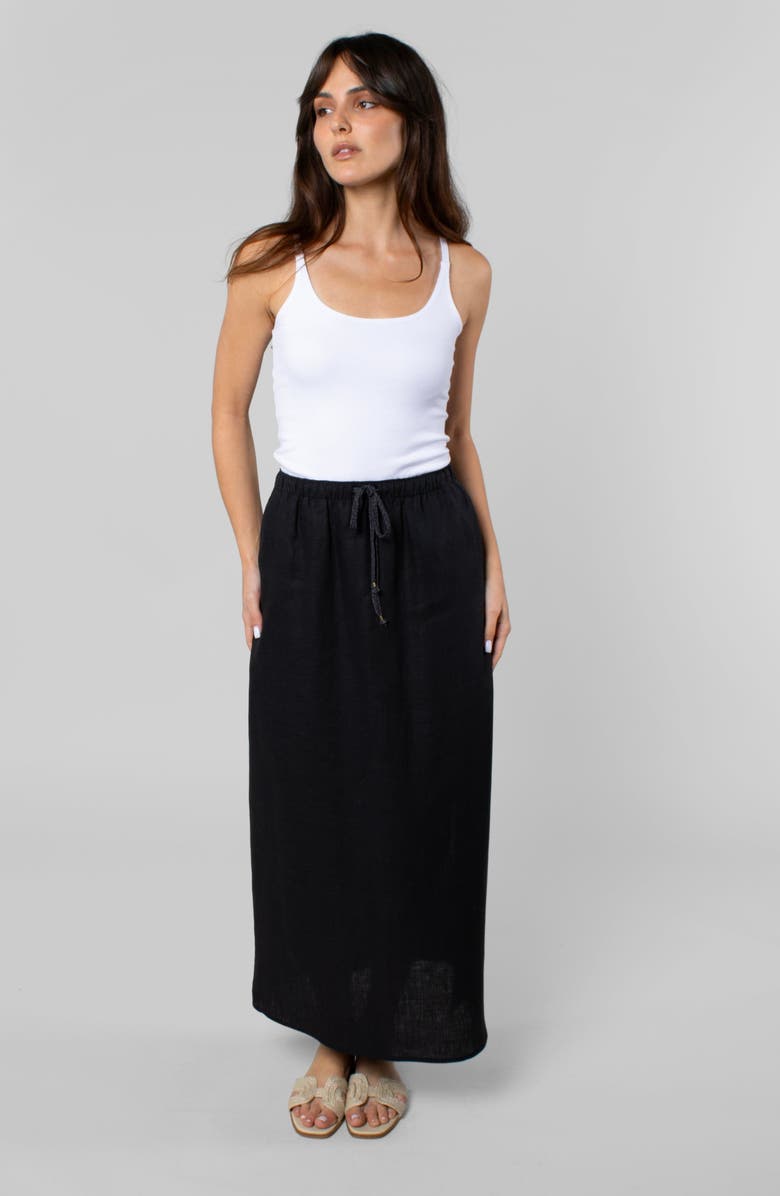 LEISURE LAB Linen Resort Skirt, Main, color, Black