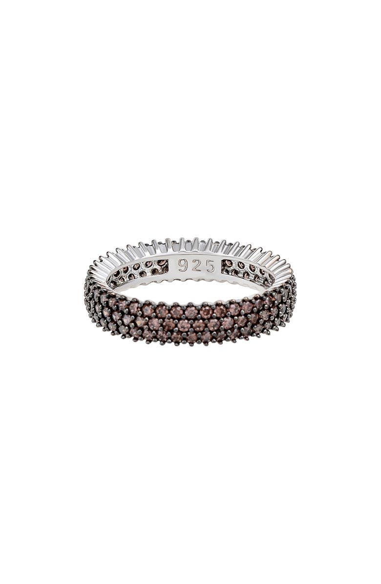 SUZY LEVIAN Pavé Brown Cubic Zirconia Eternity Band Ring, Alternate, color, White/Brown