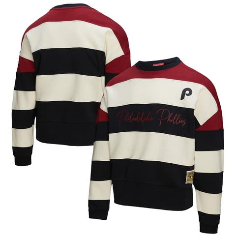 Women's Mitchell & Ness  Burgundy/Black Philadelphia Phillies Cooperstown Collection Blocked Fleece Pullover Sweatshirt