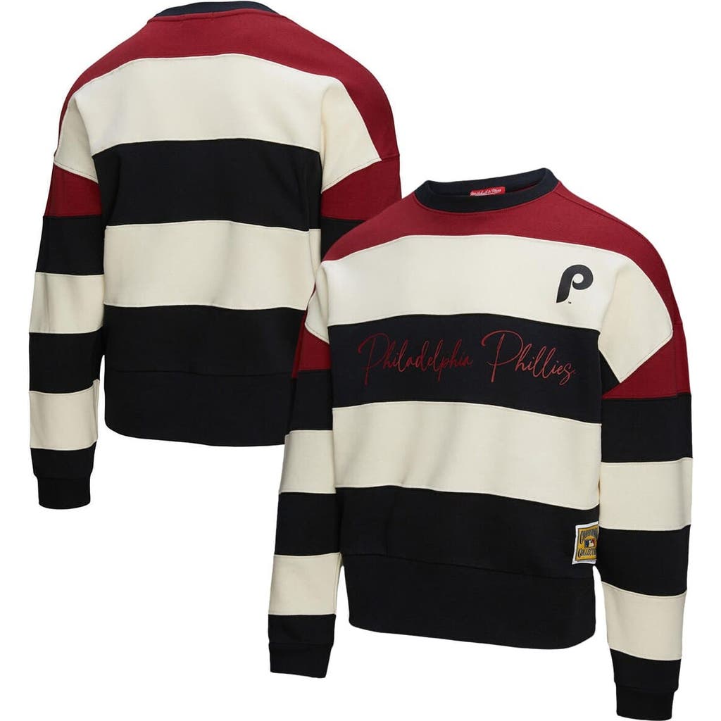 Mitchell & Ness Burgundy/black Philadelphia Phillies Cooperstown Collection Blocked Fleece Pullover