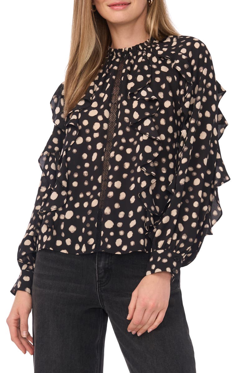 Halogen<sup>®</sup> Ruffle Woven Top, Main, color, Rich Black