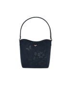 Fable England Margot Floral Applique Faux Suede Bucket Purse