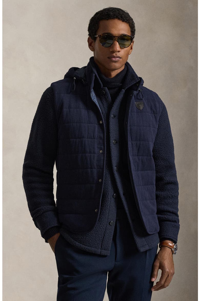 Quilted Hooded Jersey Vest, Alternate, color, RL NAVY