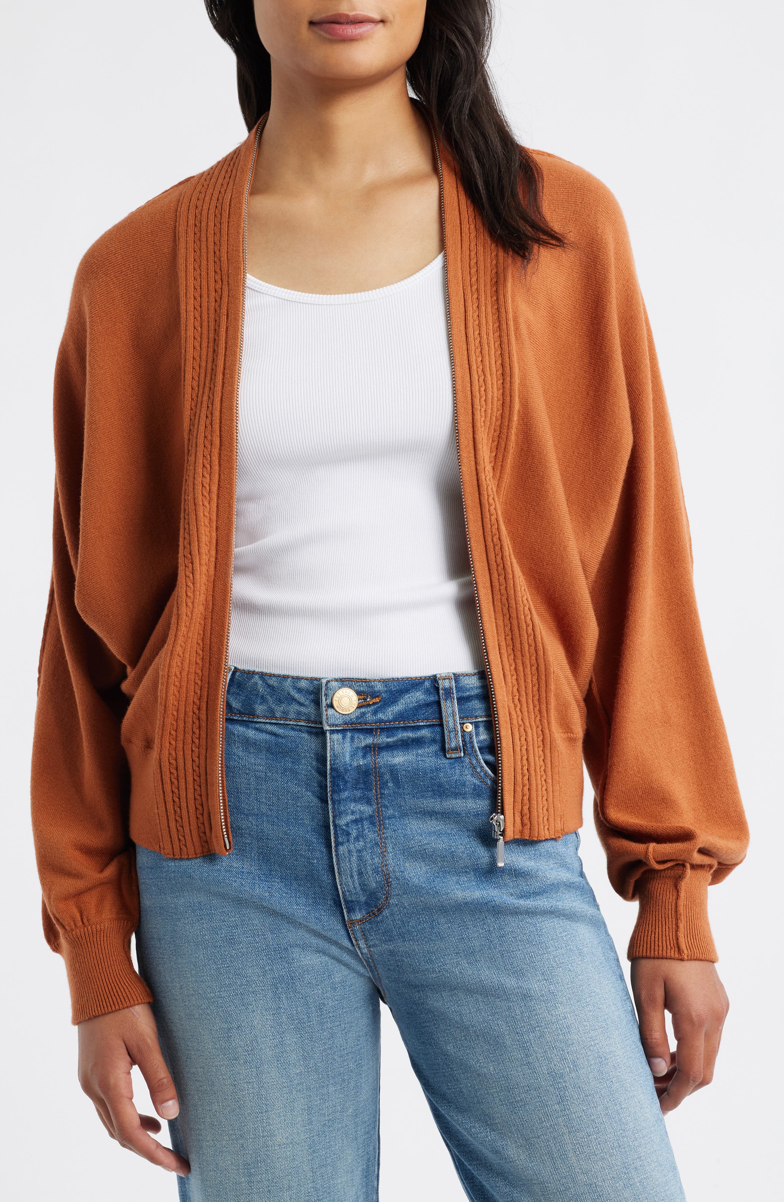 Wit & Wisdom Dolman Sleeve Zip Cardigan