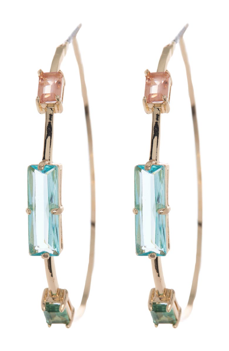 Lauren RALPH LAUREN Rectangular Crystal Hoop Earrings, Main, color, 