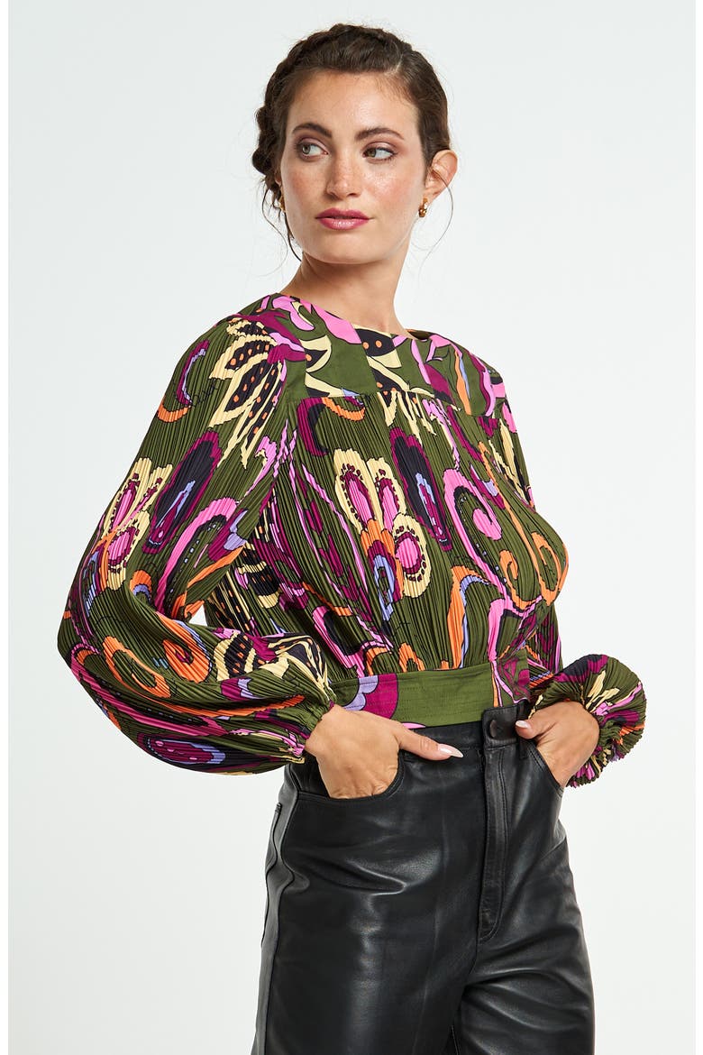 Cathy Long Sleeve Top, Alternate, color, GREEN MULTI