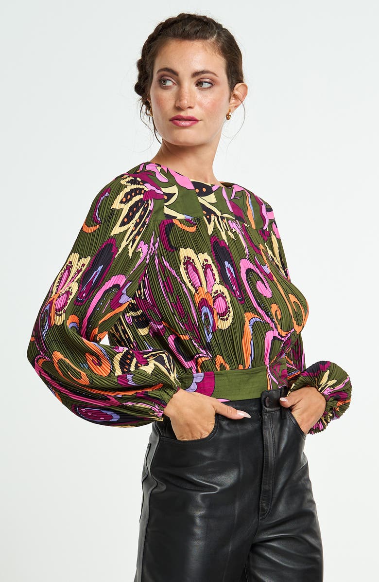 CIEBON Cathy Long Sleeve Top, Alternate, color, Green Multi