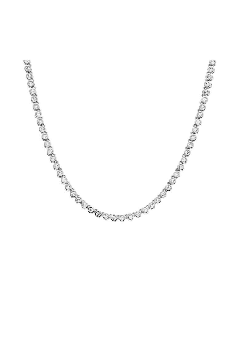 CZ Bezel Tennis Necklace, Main, color, Silver