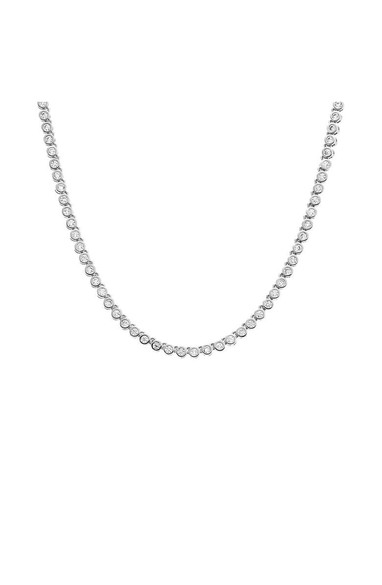 BY ADINA EDEN CZ Bezel Tennis Necklace, Main, color, Silver