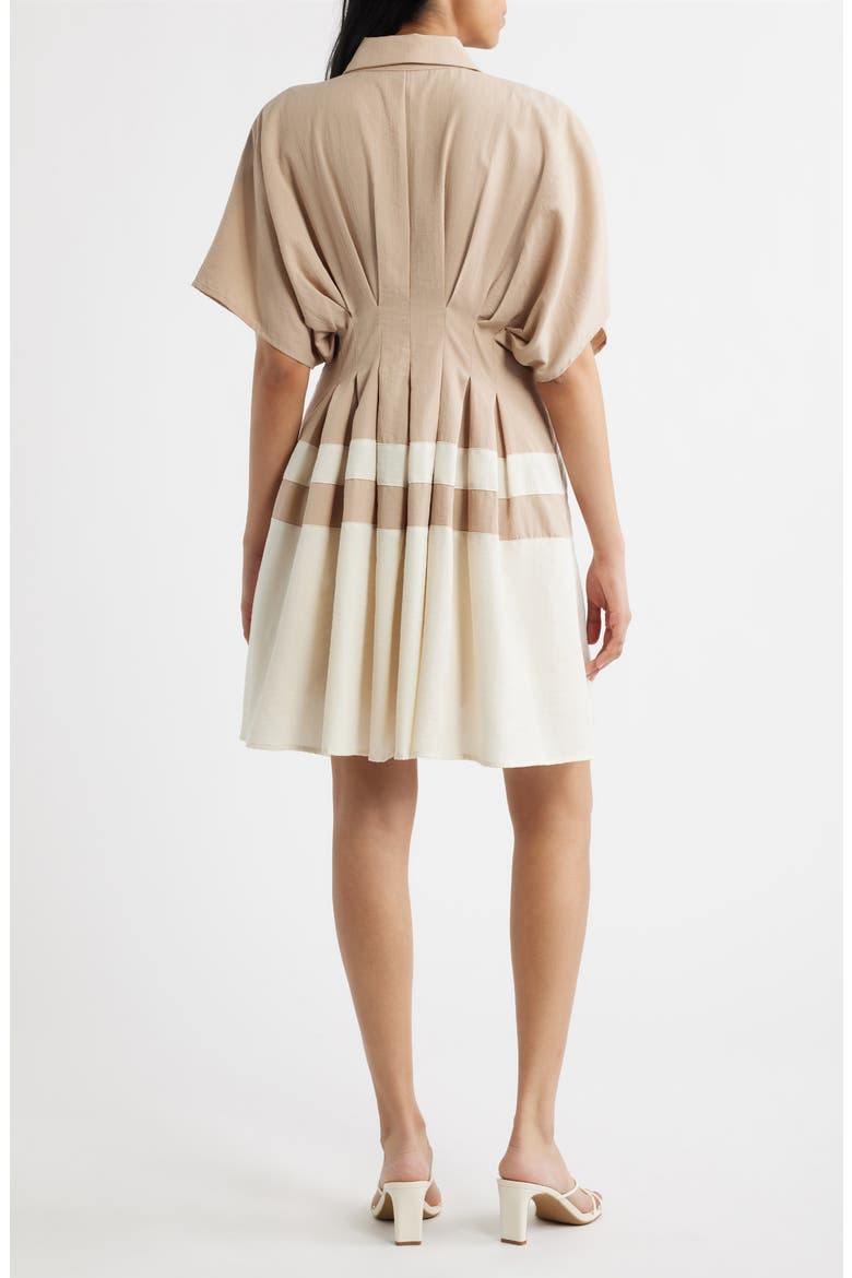 Pleated Shirtdress, Alternate, color, TAUPE CREAM