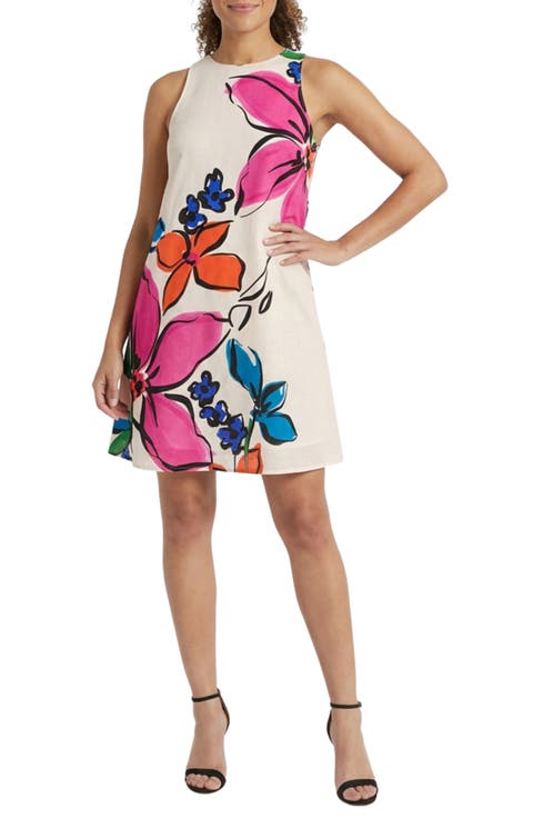 Linen Blend Trapeze Dress