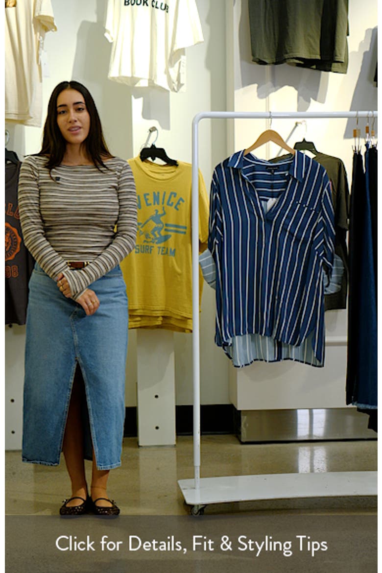 Button Back Stripe Johnny Collar Popover Shirt video