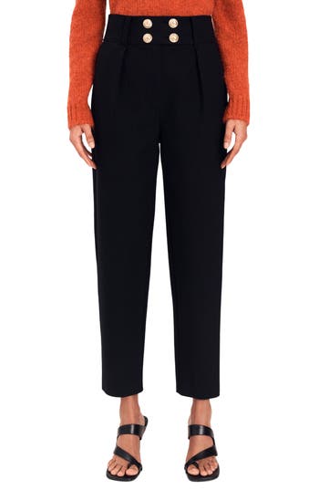 Derek Lam 10 Crosby Leonie Button Front Stretch Cotton Twill Pants In Black