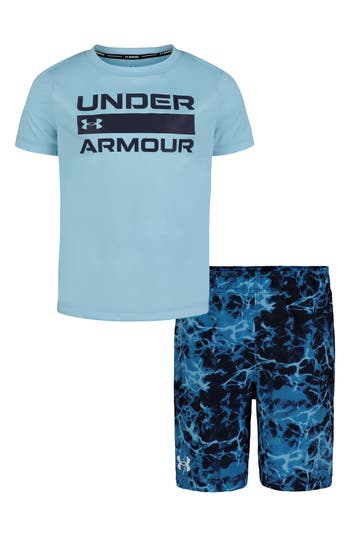 Under Armour Kids' Water Camo Graphic Swim T-shirt & Shorts Set In Stream