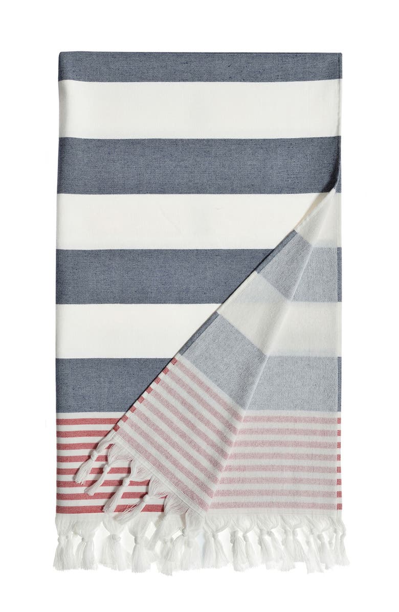 Linum Home Textiles 100% Turkish Cotton Patriotic Pestemal Beach Towel - Ocean Blue, Alternate, color,