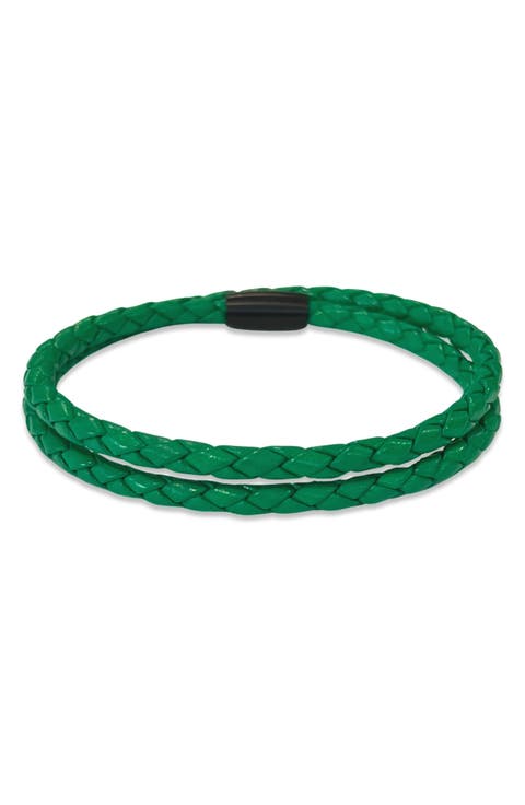 Mens' Braided Leather Wrap Bracelet
