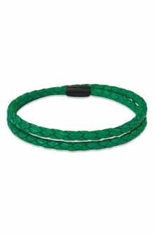 Liza Schwartz Mens' Braided Leather Wrap Bracelet