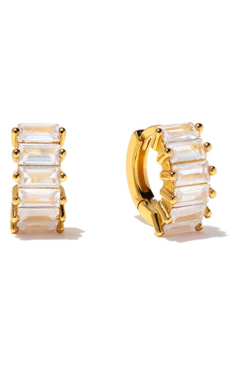 Bling Baguette Huggie Hoop Earrings