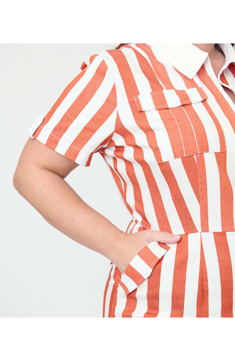 Unique Vintage Plus Size 1960s Mia Romper, Alternate, color, Red & Ivory Stripe