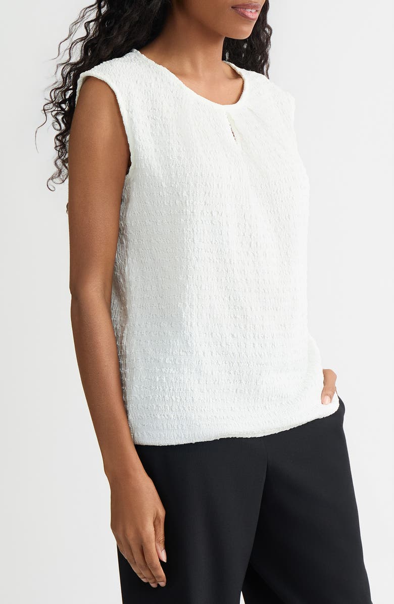 KASPER Crinkled Keyhole Cap Sleeve Knit Top, Alternate, color, 