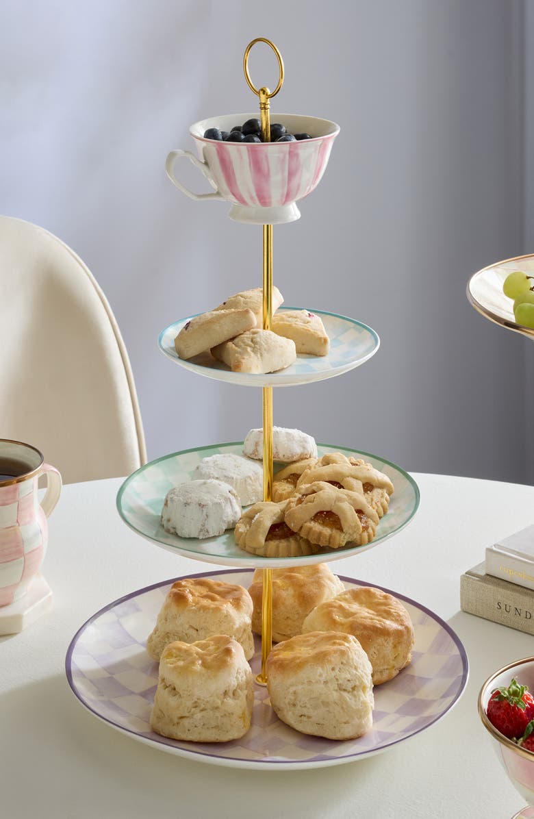 MACKENZIE CHILDS Wonderland Three Tier Sweet Stand, Alternate, color, Multi
