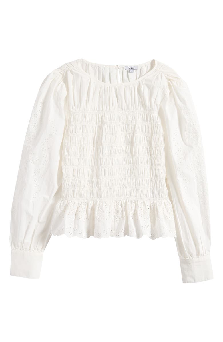 Rails Tabi Eyelet Embroidered Smocked Cotton Top, Main, color, White Embroidery