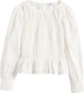 Rails Tabi Eyelet Embroidered Smocked Cotton Top