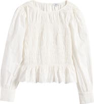 Rails Tabi Eyelet Embroidered Smocked Cotton Top