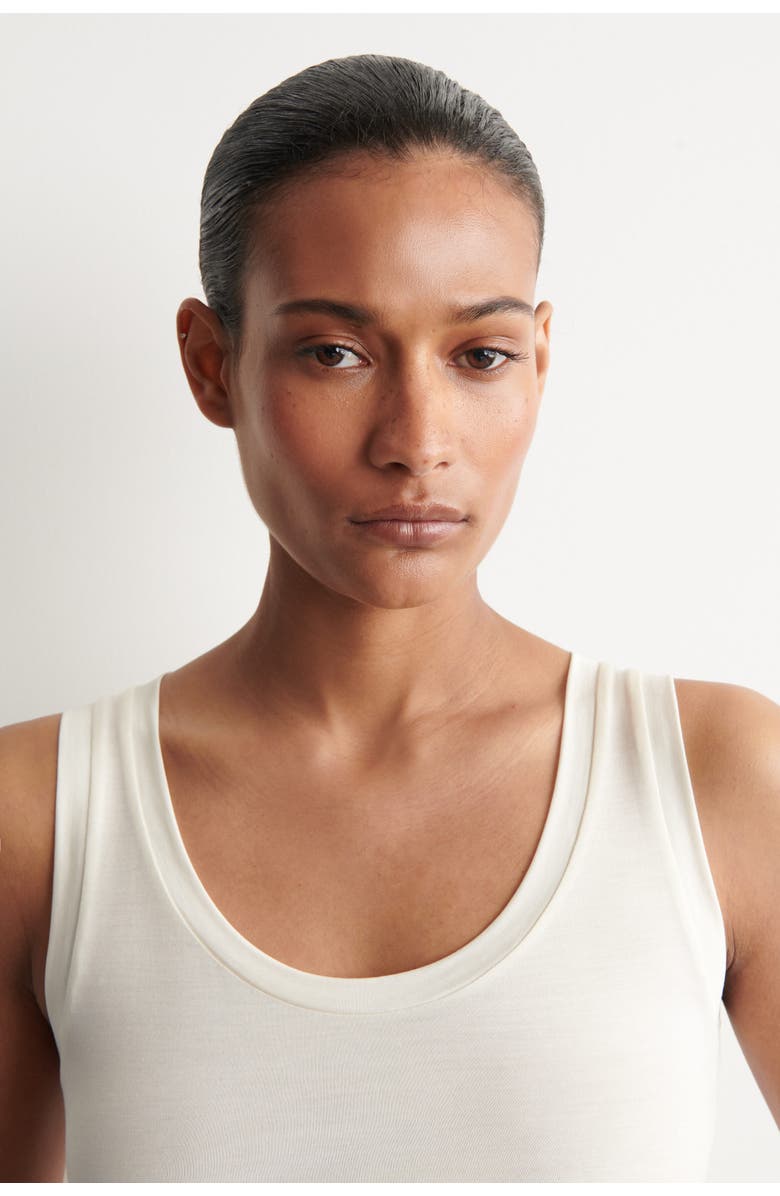 COS Scoop-neck Silk-jersey Tank Top, Alternate, color, White