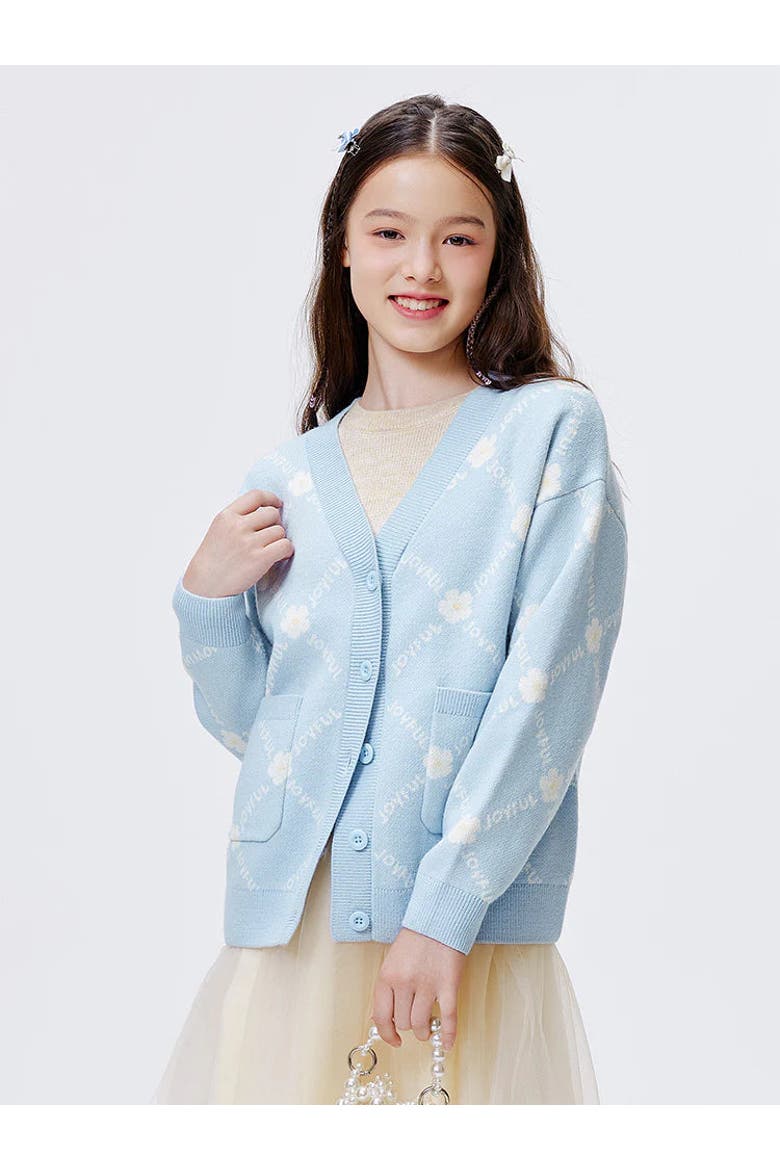 Joyful Bloom Knit Cardigan, Main, color, Blue