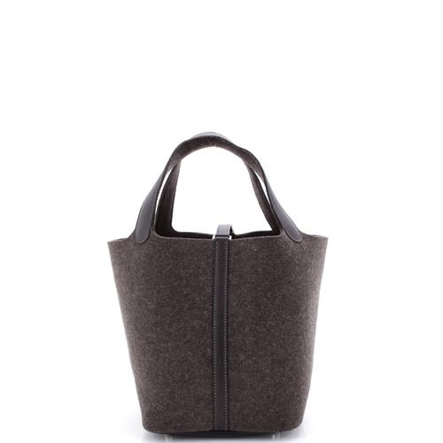 Pre-owned Hermes Hermes Picotin Lock Bag Felt With Leather Mm In Gray
