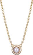 Adornia Freshwater Pearl & Crystal Halo Pendant Necklace