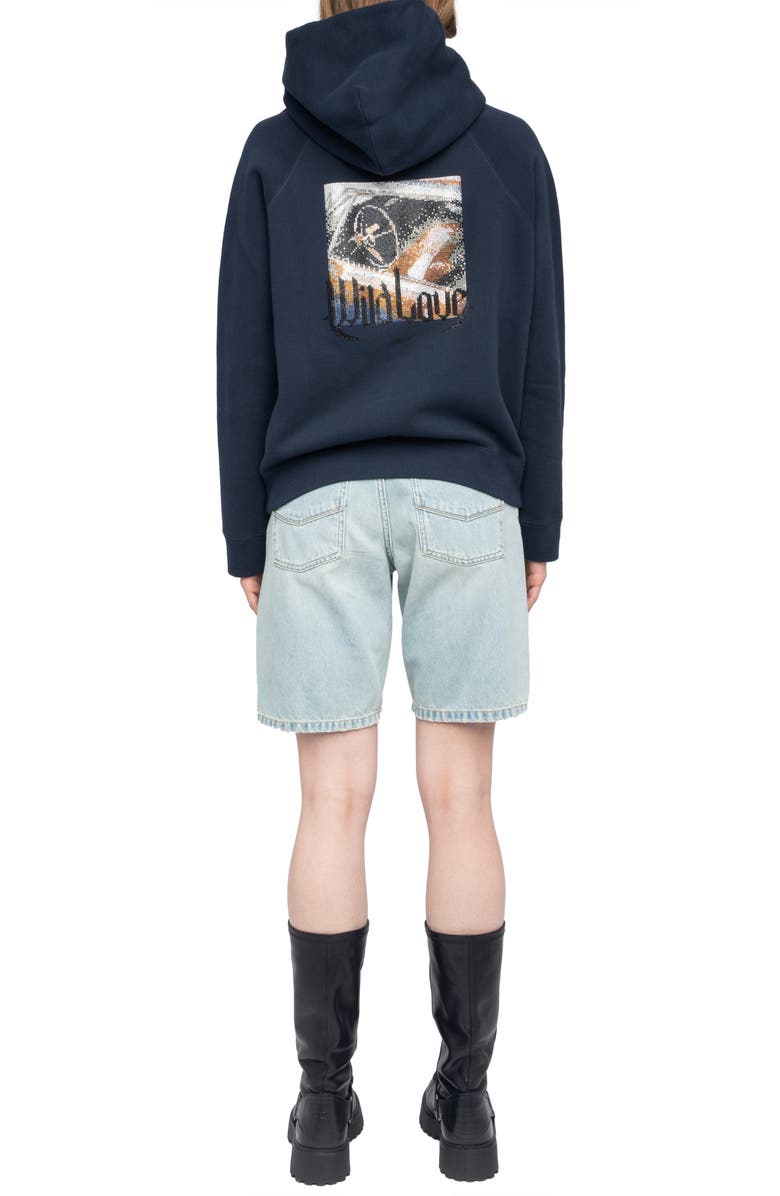 Zadig & Voltaire Georgy Photo Ride Strass Rhinestone Hoodie, Alternate, color,