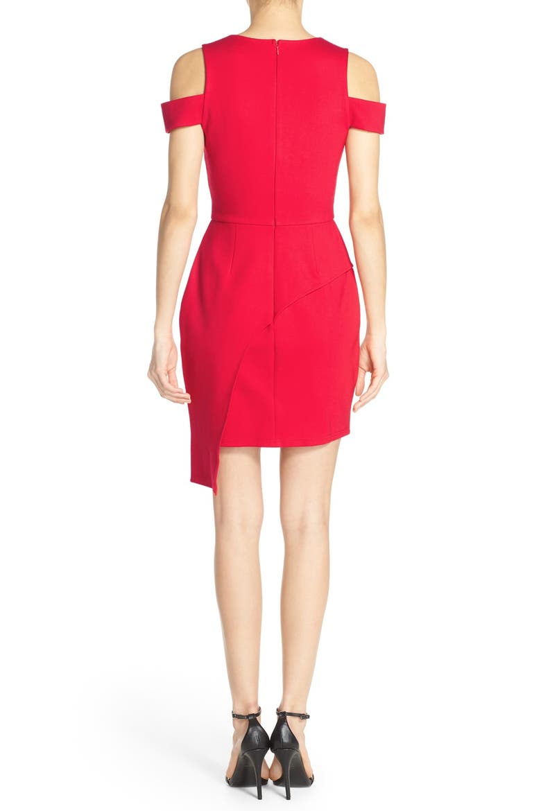 Cold Shoulder Ponte Sheath Dress, Alternate, color, RED
