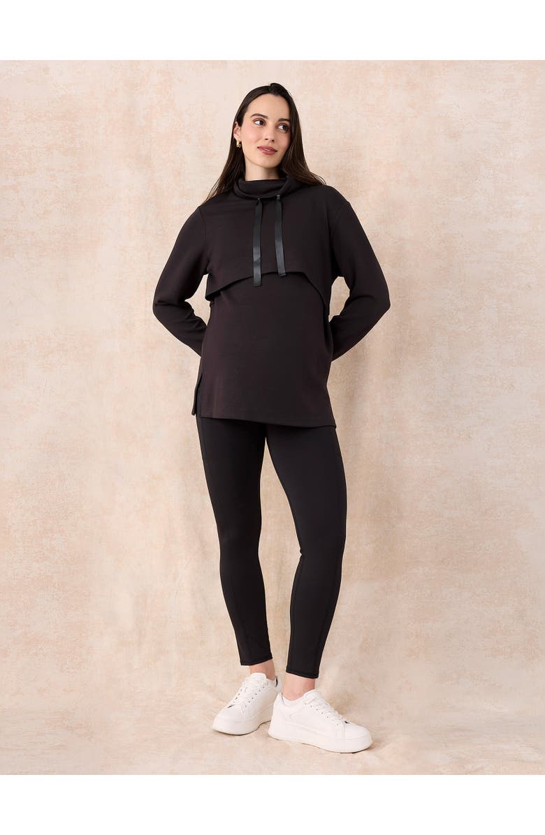 MOTHERHOOD MATERNITY Over the Belly Side Pocket Active Maternity Leggings, Alternate, color, Black