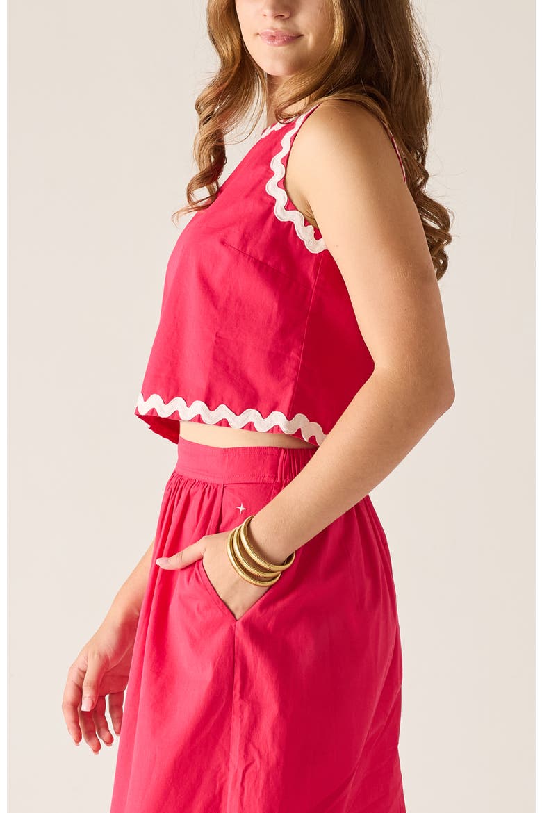 Luna Cropped Ric Rac Tank, Alternate, color, Cherries Jubilee