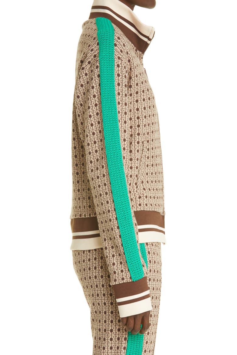 Clarendon Crop Track Jacket, Alternate, color, BROWN/ BEIGE