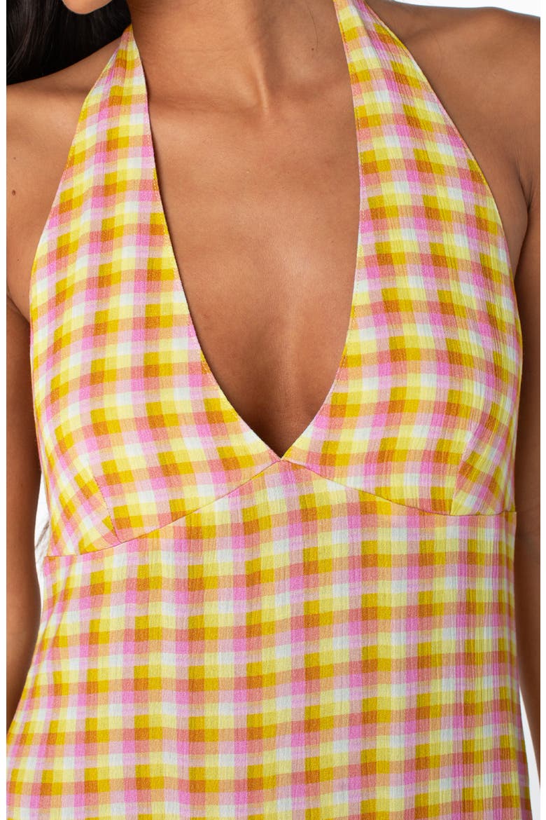 Beach Day Check Halter Minidress, Alternate, color, BODACIOUS