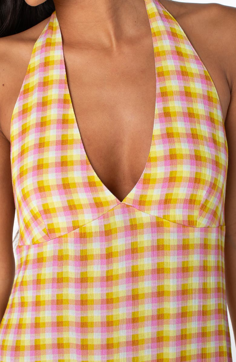 Roxy Beach Day Check Halter Minidress, Alternate, color, 