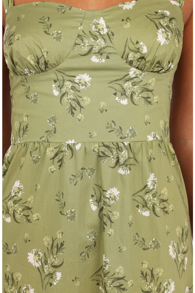 Floral Sleeveless Tiered Cotton Midi Dress, Alternate, color, SAGE BOTANICA