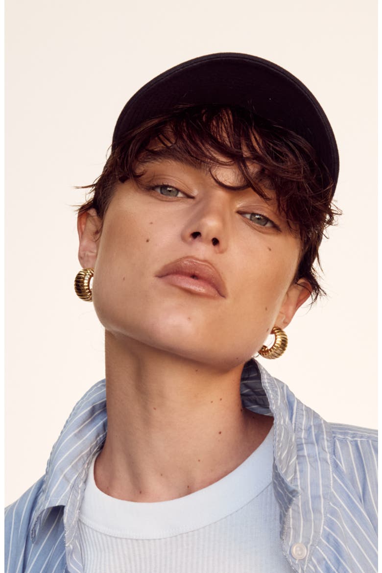 Remy Ridged Hoop Earrings, Alternate, color, GOLD