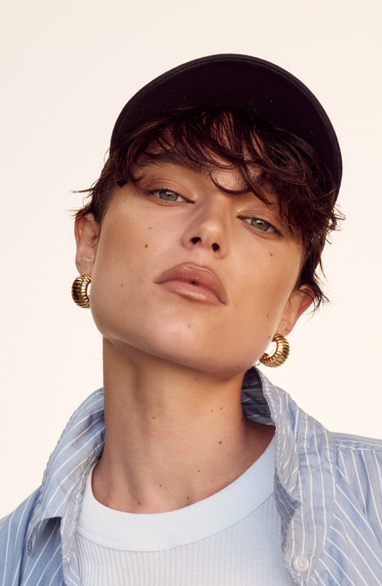 Luv AJ Remy Ridged Hoop Earrings, Alternate, color, Gold