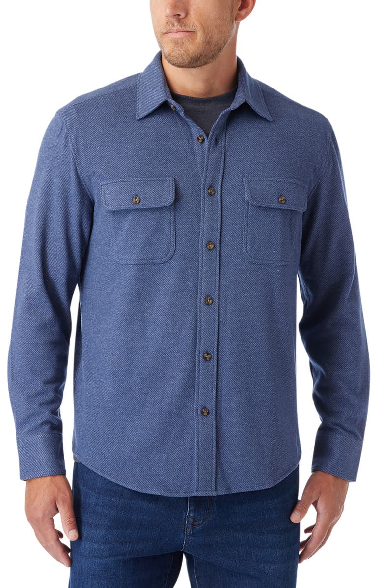 Fair Harbor Dunewood Stretch Flannel Button-Up Shirt, Main, color, Navy Twill