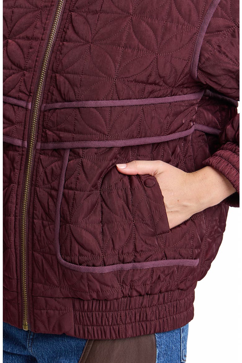 Funnel Neck Quilted Bomber Jacket, Alternate, color, PLUM